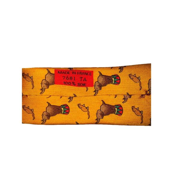 Hermes Mens Tie Circus Elephants & Mice Yellow 7681 TA 3.5" (W) x 57" (L) EUC - Picture 8 of 8